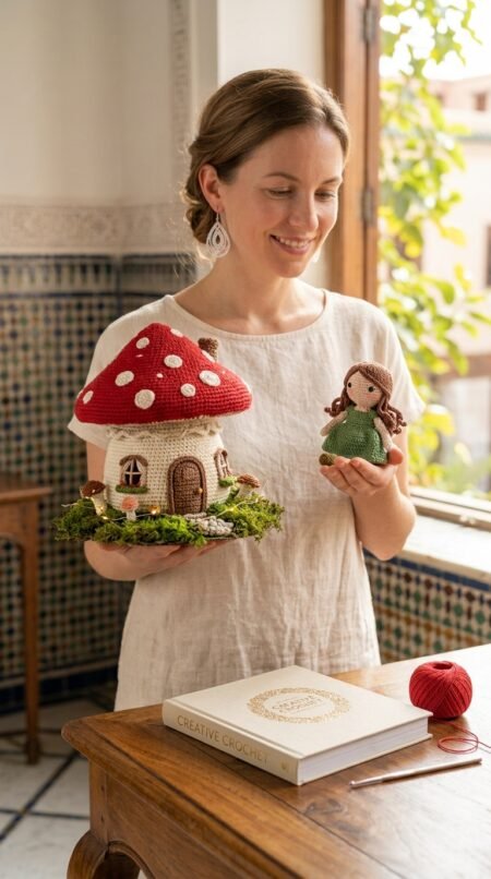 Crochet Mushroom House Pattern | Fairy Garden PDF | Amigurumi Doll & Caterpillar Tutorial