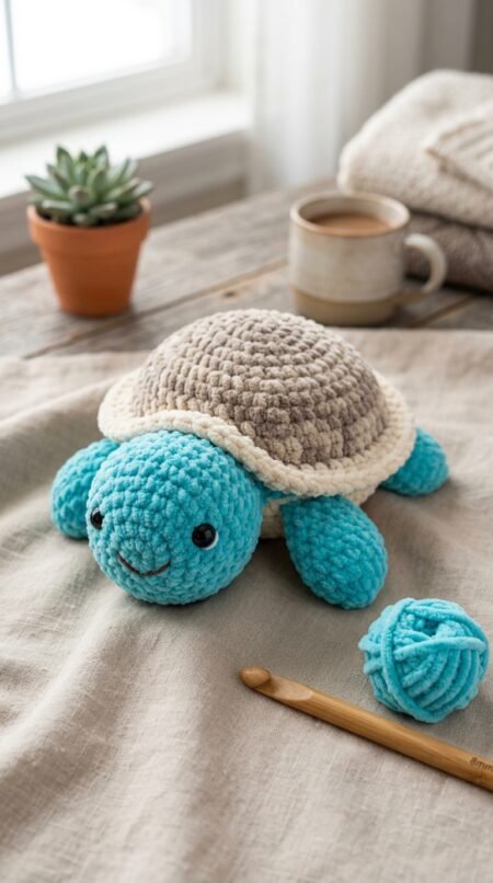 Cute Crochet Turtle Pattern | Easy Amigurumi Sea Turtle PDF | Bulky Yarn Plushie