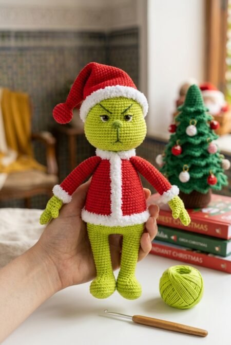 Grinch Crochet Pattern | Christmas Amigurumi PDF | Santa Coat & Hat Tutorial