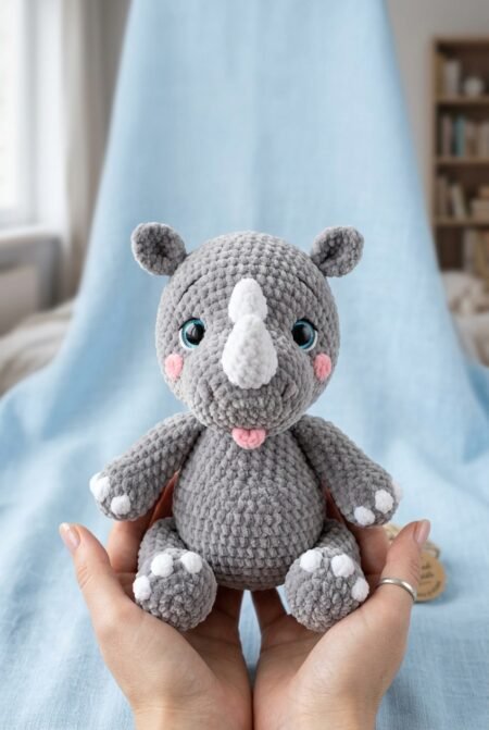 Cute Crochet Baby Rhino Pattern | Easy Plushie PDF | Handmade Toy Tutorial