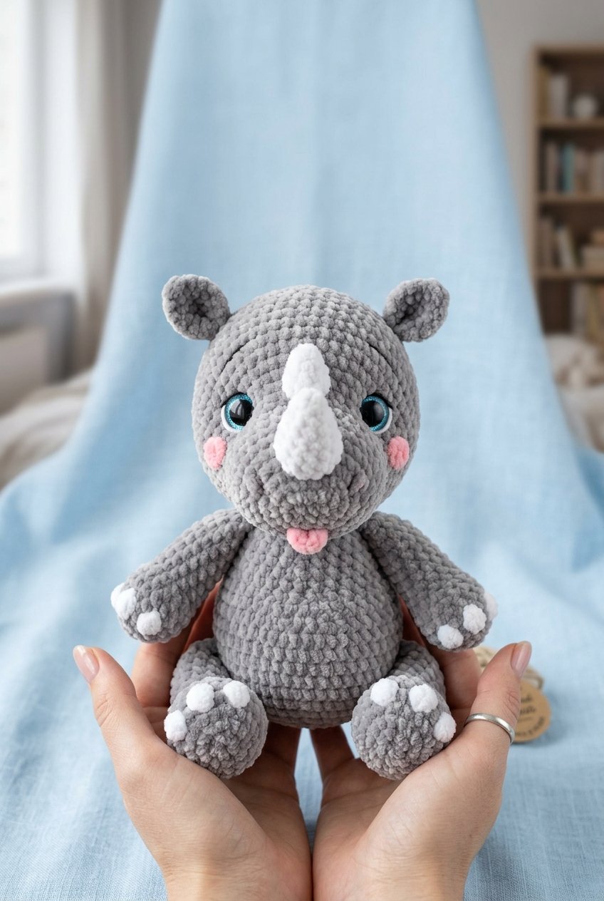 Cute Crochet Baby Rhino Pattern | Easy Plushie PDF | Handmade Toy Tutorial