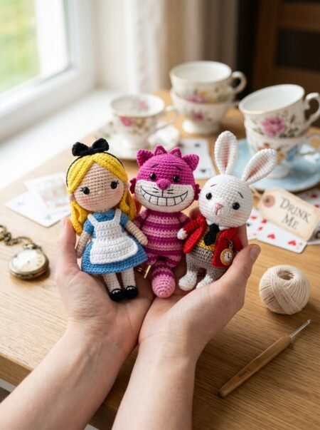 Alice in Wonderland Crochet Pattern | Amigurumi Alice, Cheshire Cat & White Rabbit PDF | Fairy Tale Plushie Tutorial