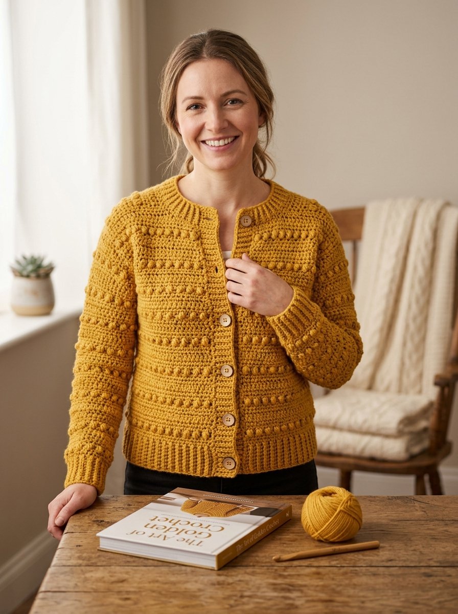 Crochet Cardigan Pattern | Easy Adult Crew Neck PDF | Sizes XS–5XL | Beginner-Friendly
